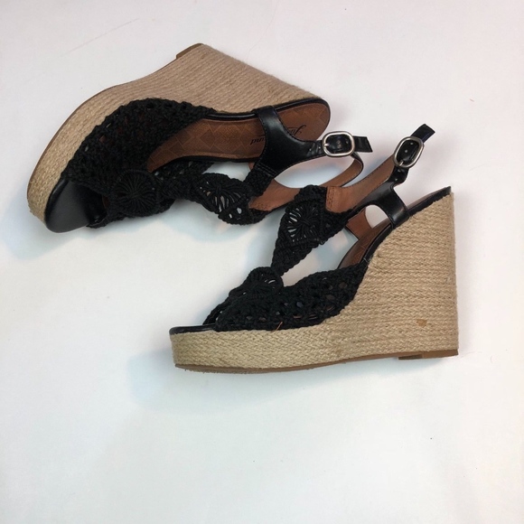 Lucky Brand Shoes - LUCKY BRAND~RILO BLACK CROCHET WEDGE SANDALS 9.5